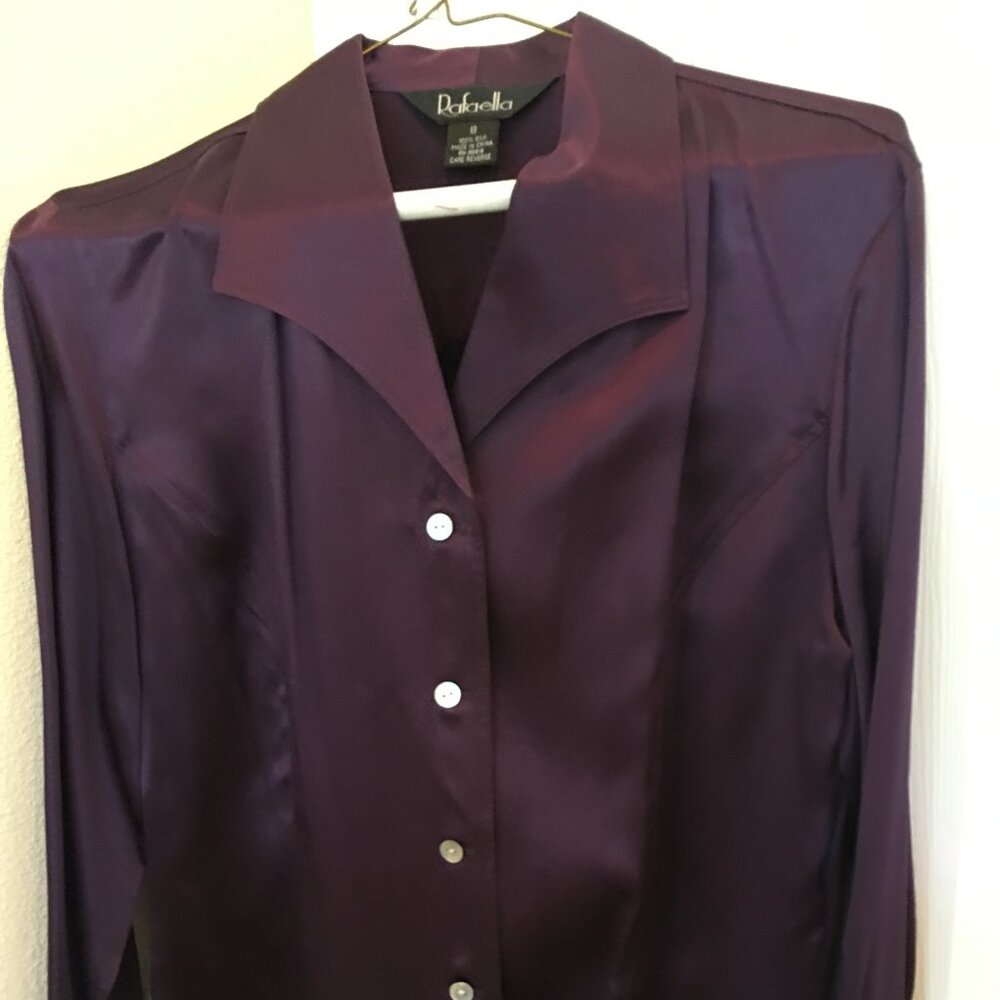 Rafaella purple colored silk (satin) blouse, sz 8